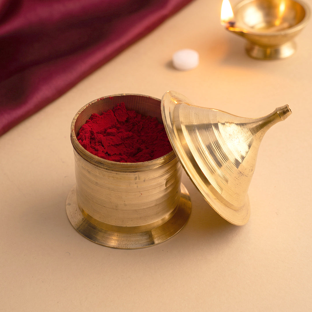 Brass Kumkum Box Pooja Essential