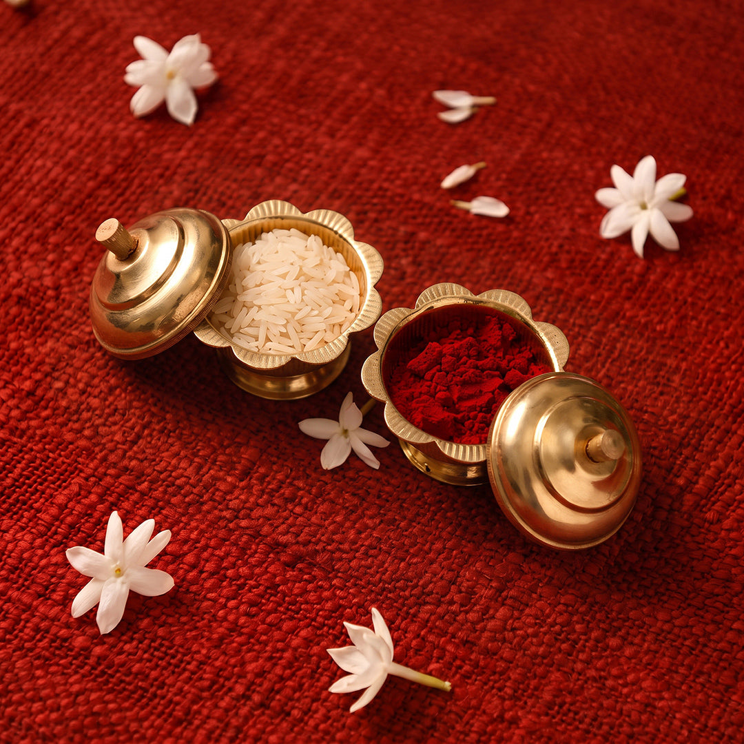 Brass Kumkum Box Petal Rim