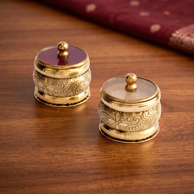 Brass Kumkum Box Glass Lid