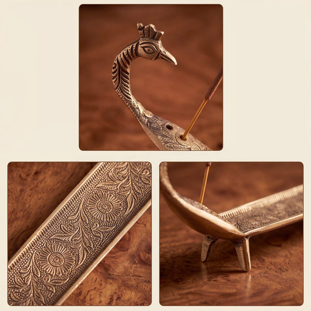 Brass Agarbatti Stand Peacock