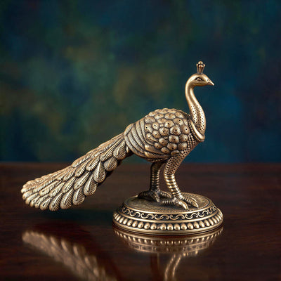Brass Statue Peacock Decor