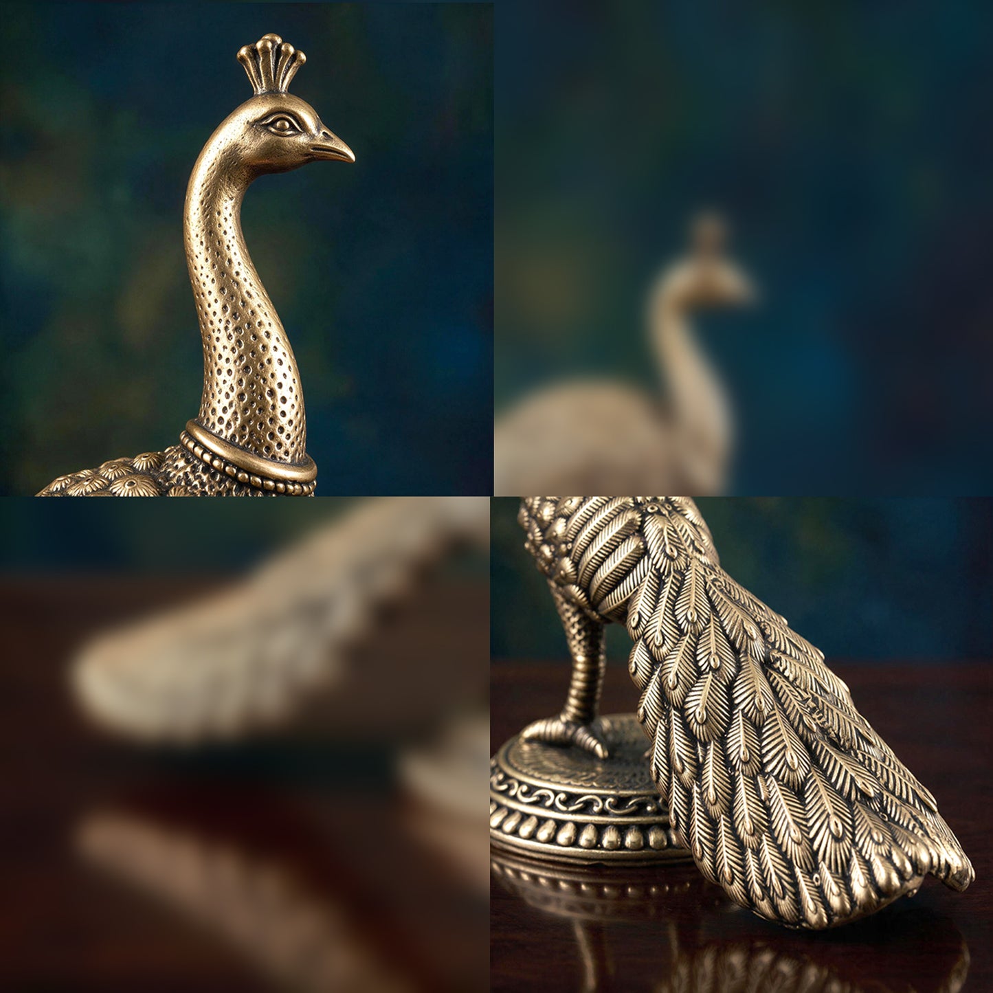 Brass Statue Peacock Decor