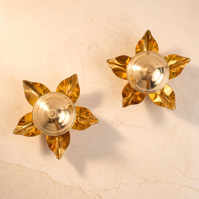 Brass Kumkum Box Lotus Pair
