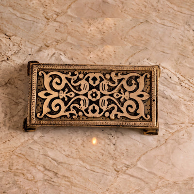 Brass Chowki Rectangular Floral
