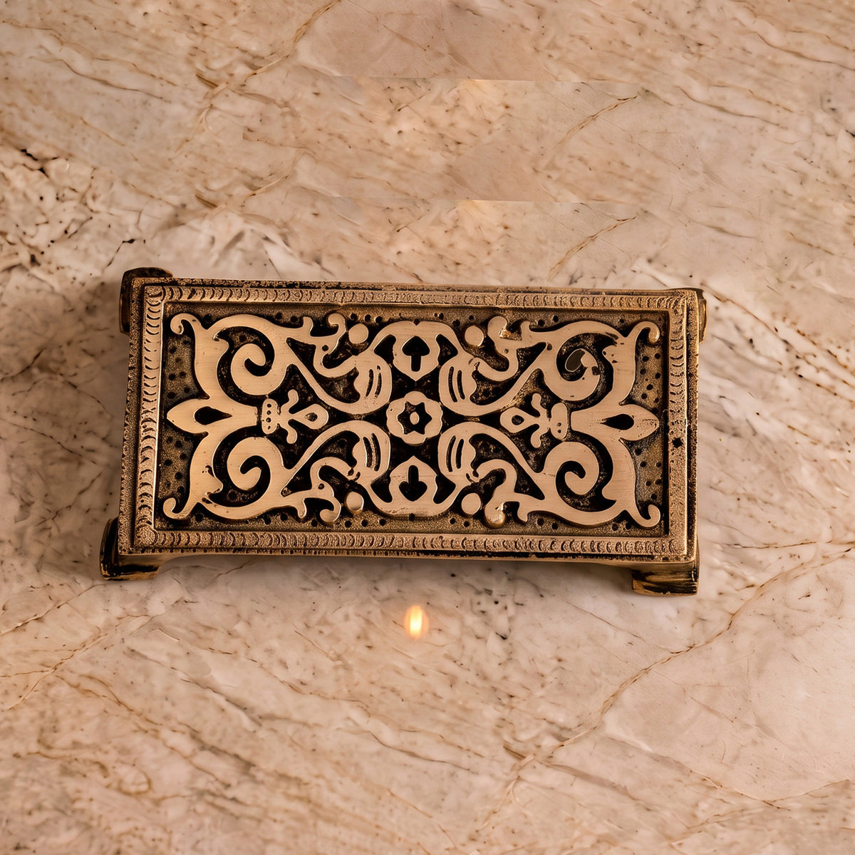 Brass Chowki Rectangular Floral