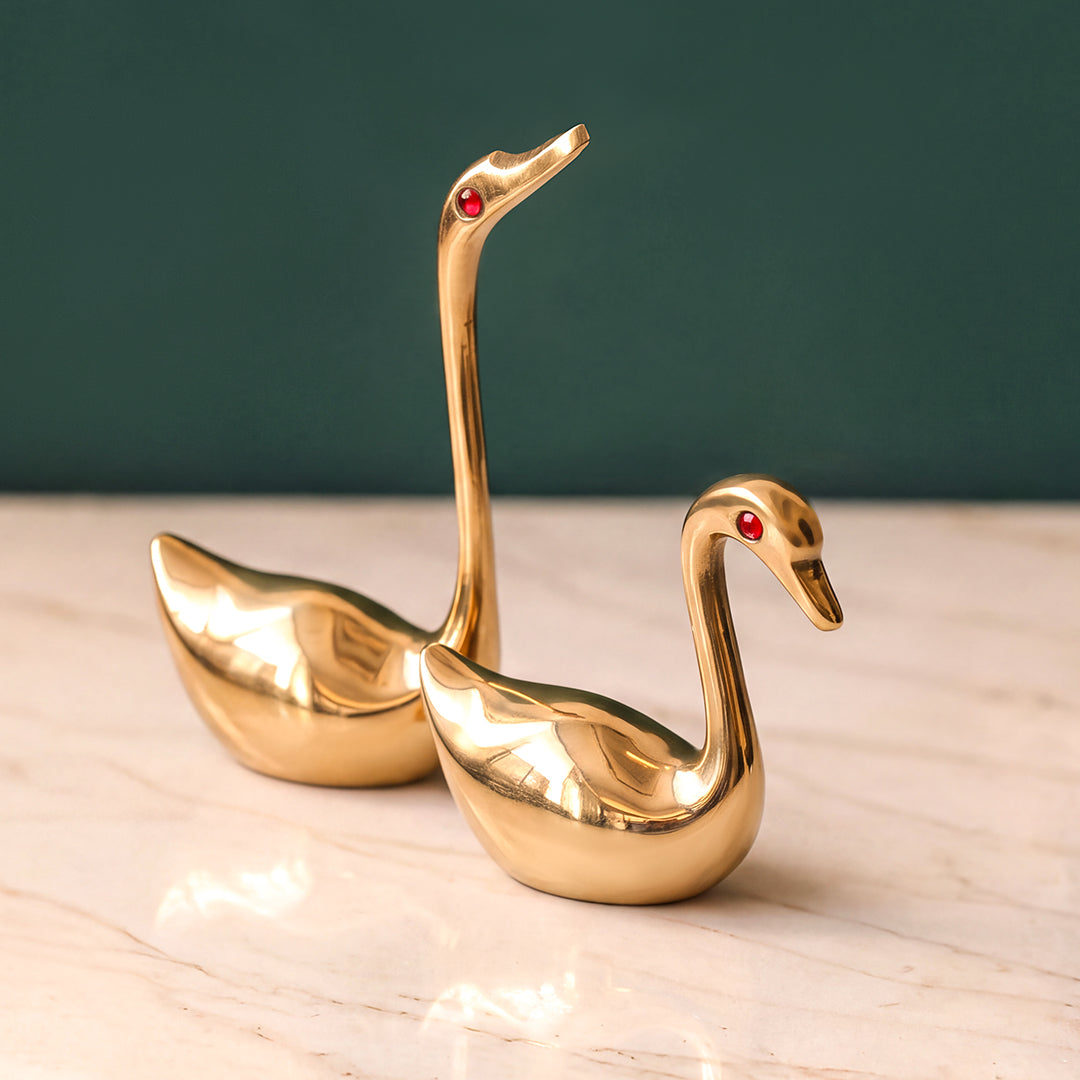 Brass Statue Swan Elegance