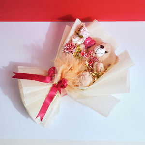 Teddy bouquet with heart lollipop