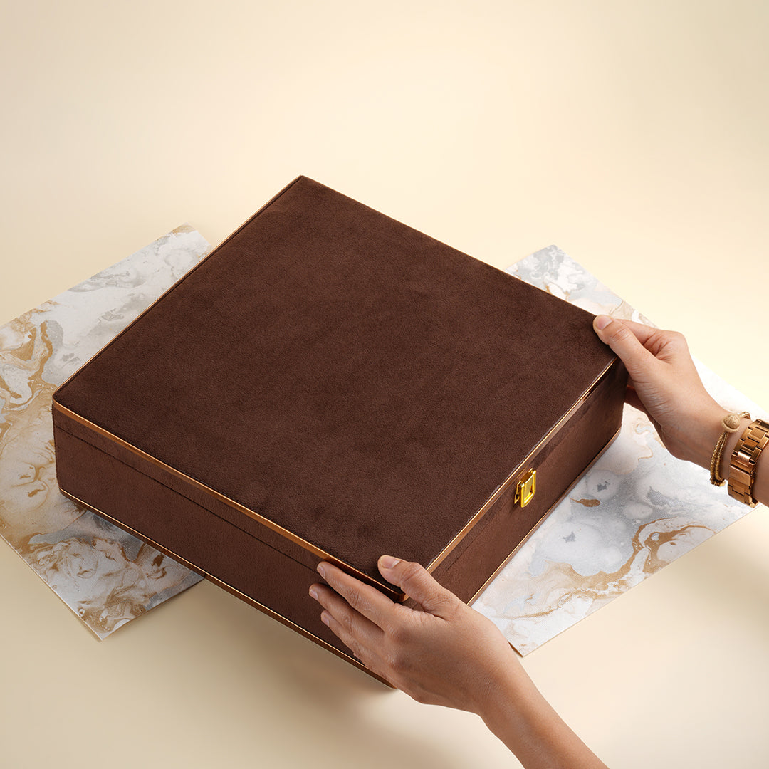 Brown velvet box