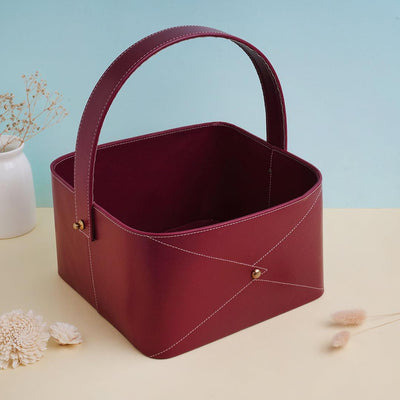 Leather Basket with Handle